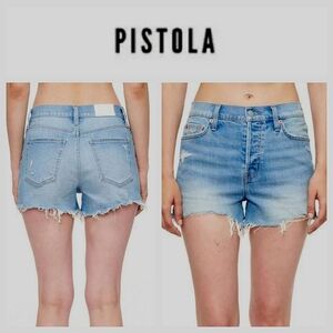 PISTOLA Blue High Rise Cut-off Denim Shorts Sz 28